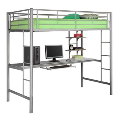 Forest Gate Riley Twin Metal Loft Bed with Workstation