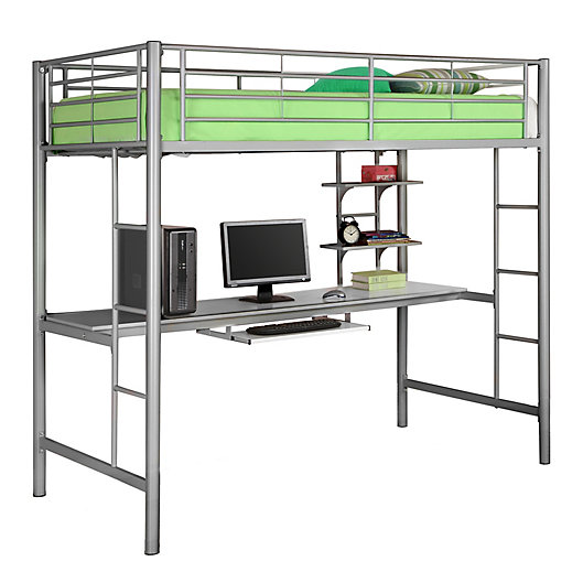 Alternate image 1 for Forest Gate Riley Twin Metal Loft Bed with Workstation in Silver
