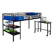 Forest Gate Twin Loft Bed with Desk in Black