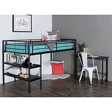 Forest Gate Twin Loft Bed with Desk in Black. View a larger version of this product image.