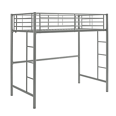 Forest Gate Riley Twin Metal Loft Bed in  Silver. View a larger version of this product image.