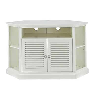Forest Gate  52&quot; Traditional Corner Wood Louvered TV Stand in White. View a larger version of this product image.