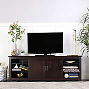 Forest Gate 70" Traditional Wood TV Stand With Sliding Doors in Espresso