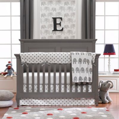 grey and white nursery bedding