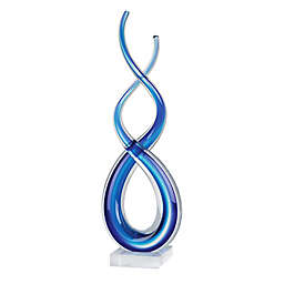 Badash Touch of the Blues 14-Inch Murano Style Art Glass Centerpiece on Crystal Base