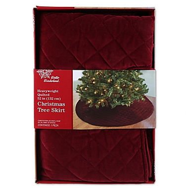 Quilted Velvet Christmas Tree Skirt in Burgundy. View a larger version of this product image.