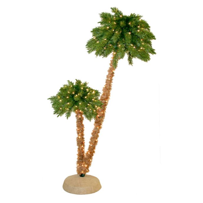 General Foam Plastics 6-Foot Artificial Pre-Lit Double Headed Palm Tree ...