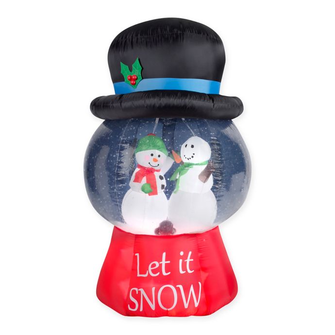 Inflatable Outdoor 43-Inch Snow Globe with Hat-Snowman Scene | Bed Bath