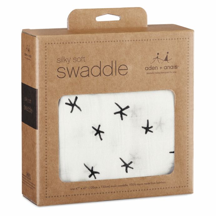 aden + anais® Single Silky Soft Swaddle Blanket in Midnight White Bed