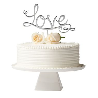 Olivia &amp; Oliver&trade; "Love" Cake Topper in Silver. View a larger version of this product image.