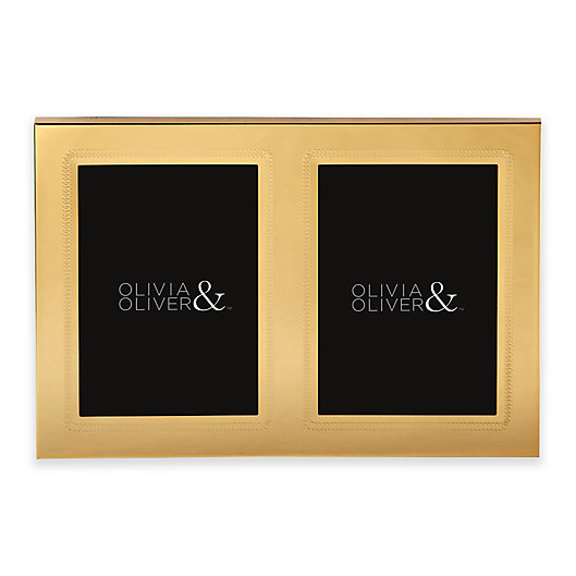Alternate image 1 for Olivia & Oliver® Parker 5-Inch x 7-Inch Polished Gold Double Invitation Picture Frame