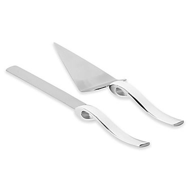 Olivia &amp; Oliver&reg; Ribbon 2-Piece Cake Knife and Server Set in Silver. View a larger version of this product image.