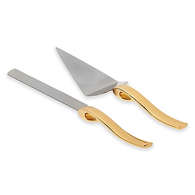 Olivia &amp; Oliver&reg; Ribbon 2-Piece Cake Knife and Server Set in Gold. View a larger version of this product image.