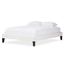 Baxton Studio Lancashire King Faux Leather Upholstered Bed Frame in White