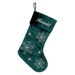 Velvet Snowflake 20-Inch Christmas Stocking in Green