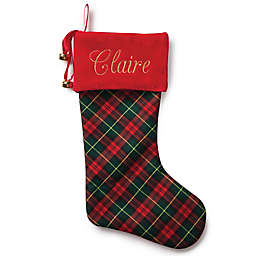Velvet Plaid 21-Inch Christmas Stocking in Red