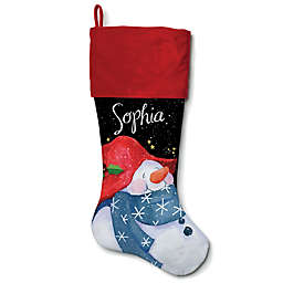 21-Inch Cotton Snowman Stocking in Red