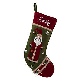 Plush Embroidered Santa 20-Inch Christmas Stocking