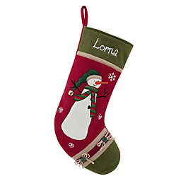 Plush Embroidered Snowman 20-Inch Christmas Stocking