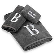 Avanti Premier Silver Block Monogram Bath Towel Collection in Granite