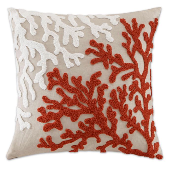 Madison Park Coral Reef Linen 20 Inch Square Throw Pillow In Linen