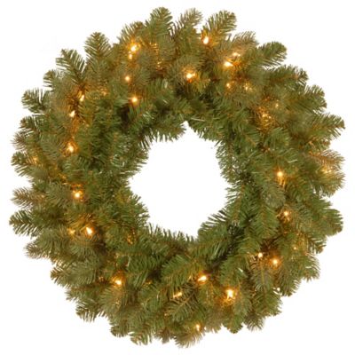National Tree Company Feel Real&reg; 24-Inch Downswept Douglas Wreath with Warm White LED Lights