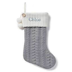Cable Knit 20-Inch Christmas Stocking in Grey