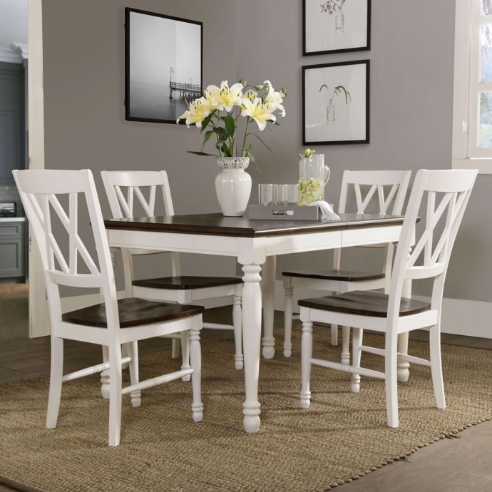 Crosley Furniture Shelby 5 Piece Dining Set  in White  Bed 