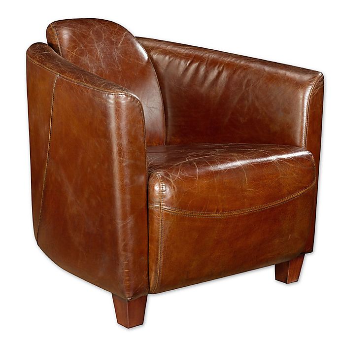 Moe S Home Collection Salzburg Leather Club Chair In Brown Bed