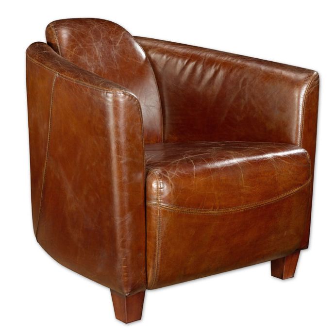 Moe S Home Collection Salzburg Leather Club Chair In Brown Bed