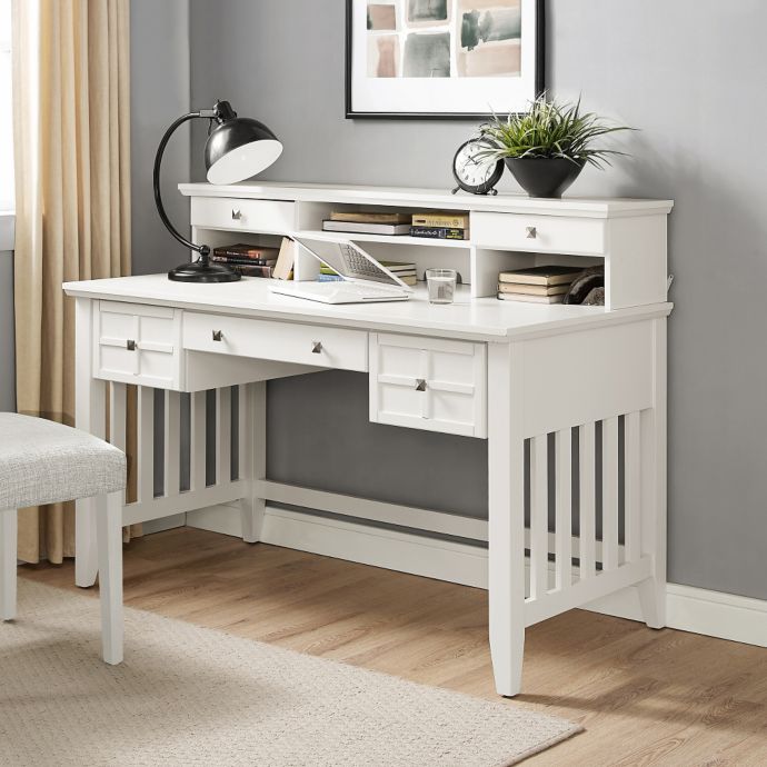 Crosley Adler Desk With Hutch In White Bed Bath Beyond