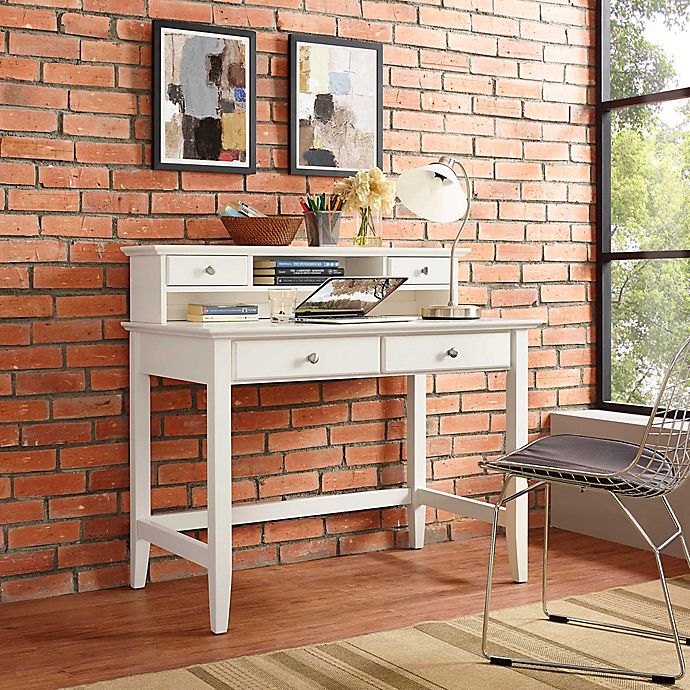 Crosley Campbell Writing Desk With Hutch In White Bed Bath Beyond