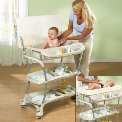 baby bath tub changing table combo