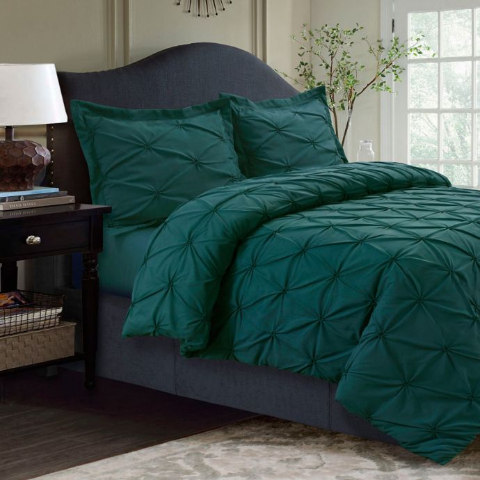 Tribeca Living Sydney Pintuck Duvet Cover Set | Bed Bath ...