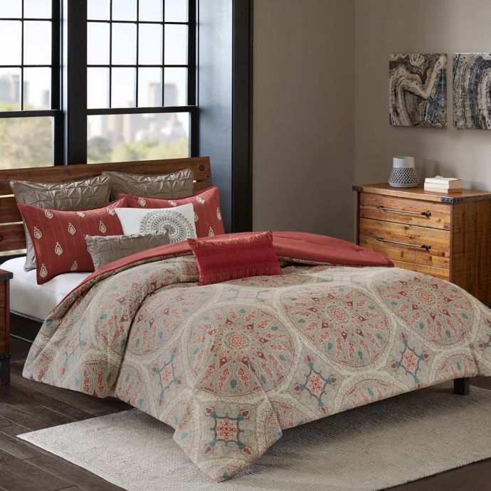 INK+IVY Ballad Comforter Set in Red | Bed Bath & Beyond