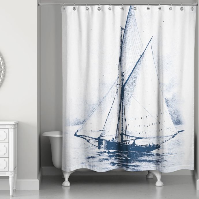 Designs Direct White Sailboat 71Inch x 74Inch Shower Curtain Bed