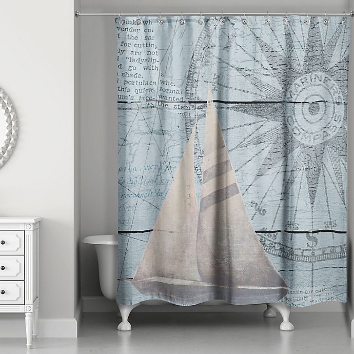 Designs Direct North Star Sail Shower Curtain in Blue/Beige | Bed Bath ...