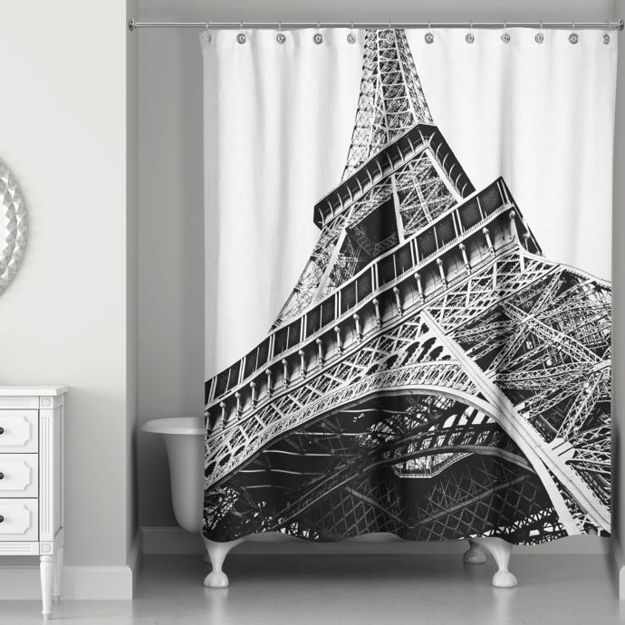 Designs Direct Under The Eiffel Tower Shower Curtain In Black
