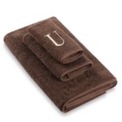 Avanti Premier Ivory Block Monogram Letter “U" Hand Towel in Mocha
