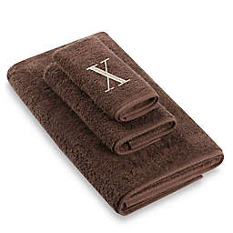 Avanti Premier Ivory Block Monogram Letter “X" Bath Towel in Mocha