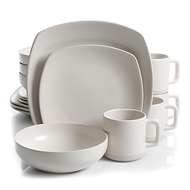 Artisanal Kitchen Supply&reg; Edge 16-Piece Square Dinnerware Set in Linen. View a larger version of this product image.
