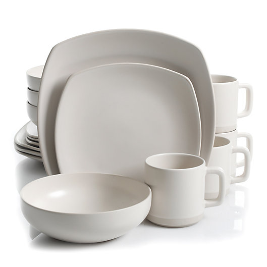 Alternate image 1 for Artisanal Kitchen Supply® Edge 16-Piece Square Dinnerware Set in Linen