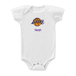 Designs by Chad and Jake NBA Los Angeles Lakers Personalized Short Sleeve Bodysuit in White