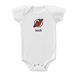 Designs by Chad and Jake NHL New Jersey Devils Personalized Short Sleeve Bodysuit in White