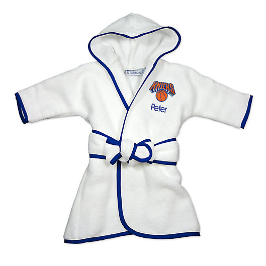 Alternate image 1 for Designs by Chad and Jake NBA New York Knicks Personalized Hooded Robe in White