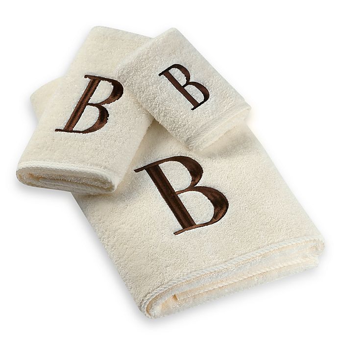 QCS Personalised Embroidered 3 Piece Towel Set in Brown Script 100% Cotton 600 GSM 1 Bath Towels 1 Hand Towels and 1 Guest Towels IvoryBrown A