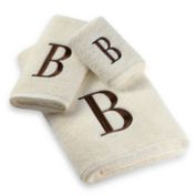 Avanti Premier Brown Block Monogram on Ivory Hand Towel