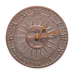 Whitehall Products 21-Inch Sunface Indoor/Outdoor Wall Clock in Copper Verdigris