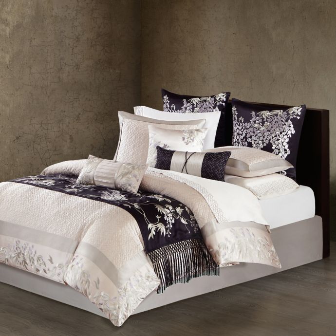 Natori® Wisteria Quilted Duvet Cover in Light Grey Bed Bath and