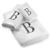 Avanti Premier Silver Block Monogram Bath Towel Collection in White